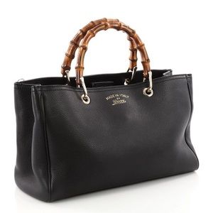 Gucci Large Leather Bamboo Boston Shopper Tote